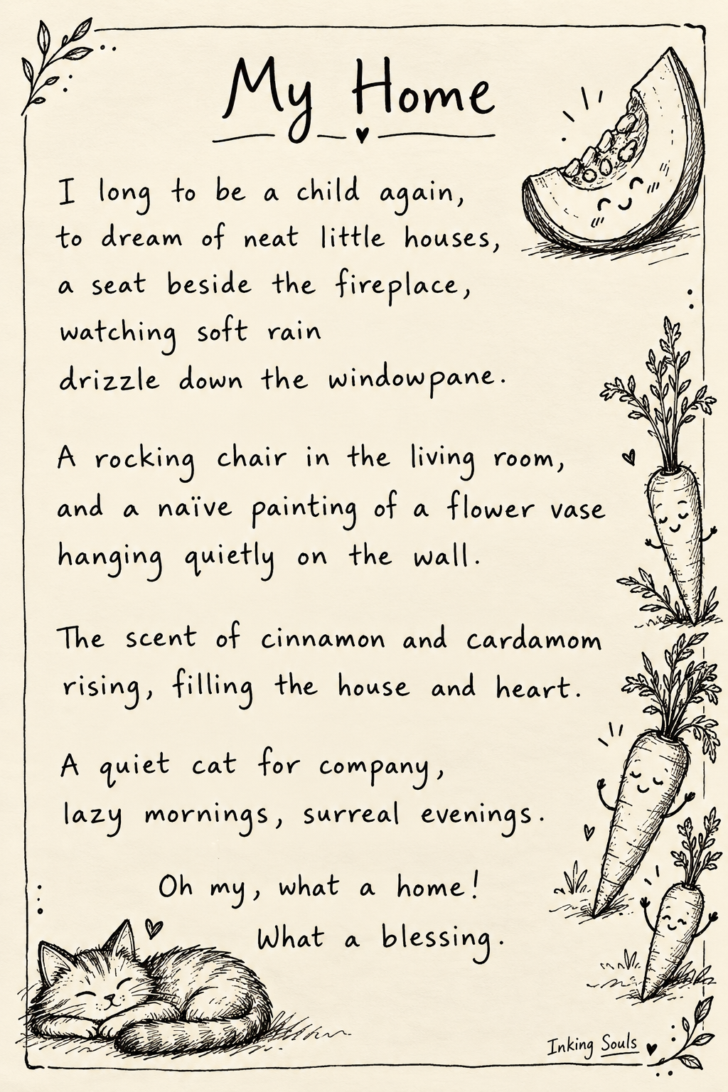 My Home — illustrated poetry card by Inking Souls